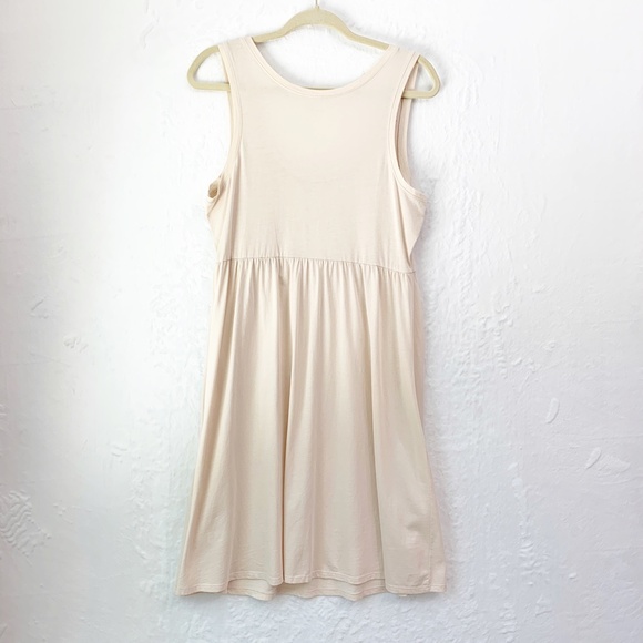 Garnet Hill 3-D Floral Embellished Cotton Tank Dress Beige Sz M - Picture 2 of 13